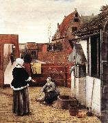 HOOCH, Pieter de Woman and Maid in a Courtyard st oil painting picture wholesale